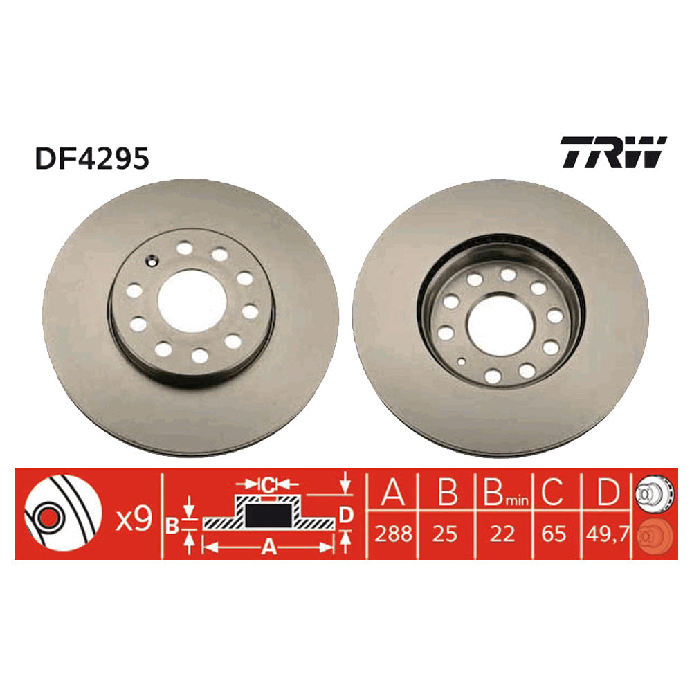 Kočioni disk TRW 288mm prednji - DF4295