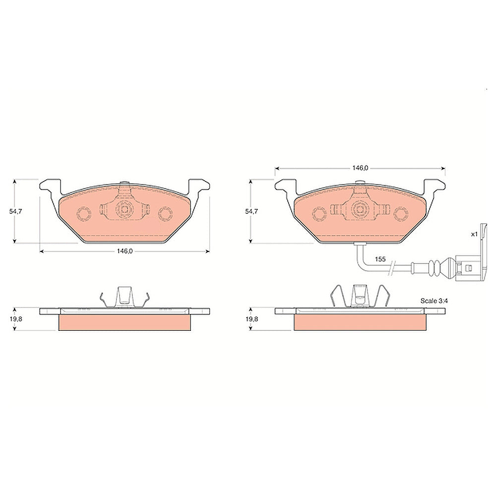 Kočione pločice TRW - Golf 4 prednje - GDB1386