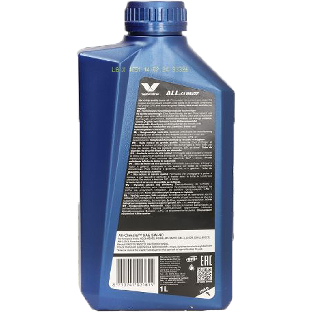 VALVOLINE ALL CLIMATE 5W40 1.0L i 5.0L