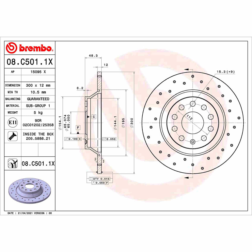 Kočioni disk BREMBO 300mm - 08.C501.1X