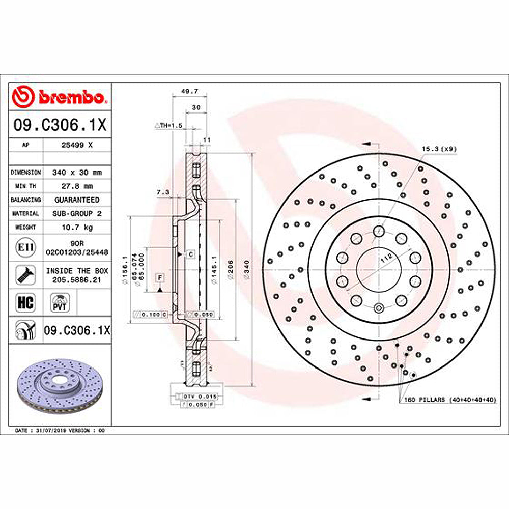 Kočioni disk BREMBO 340mm - 09.C306.1X