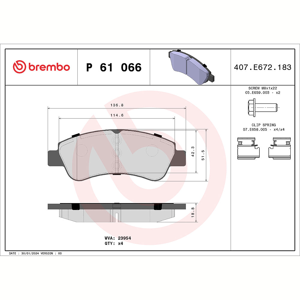 Kočione pločice BREMBO - P 61 066