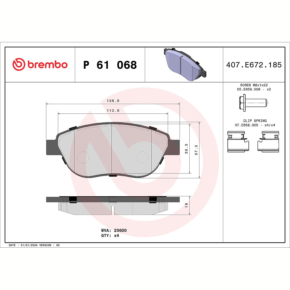 Kočione pločice BREMBO - P 61 068