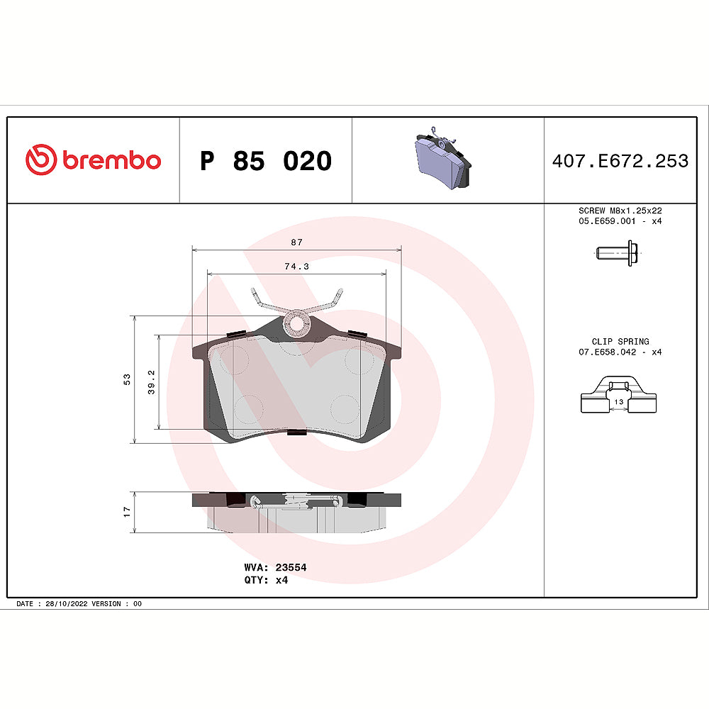 Kočione pločice BREMBO - P 85 020