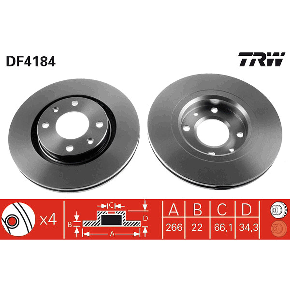 Kočioni disk TRW 266mm prednji - DF4184