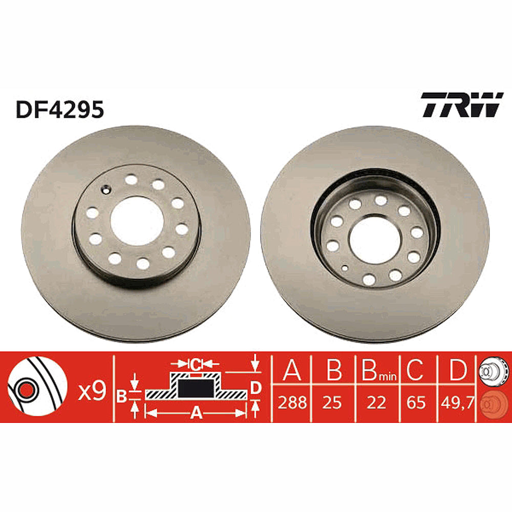Kočioni disk TRW 288mm - DF4295
