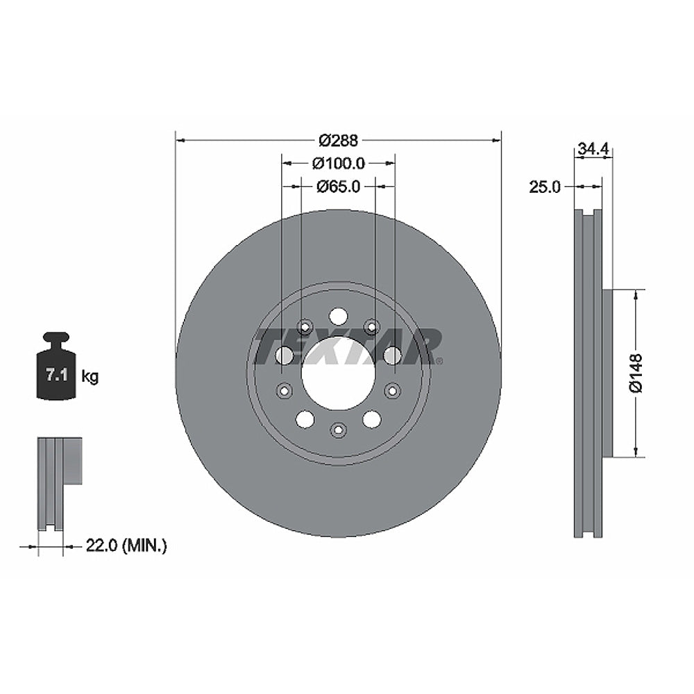 Kočioni disk TEXTAR - Golf 4 prednji - 92106605