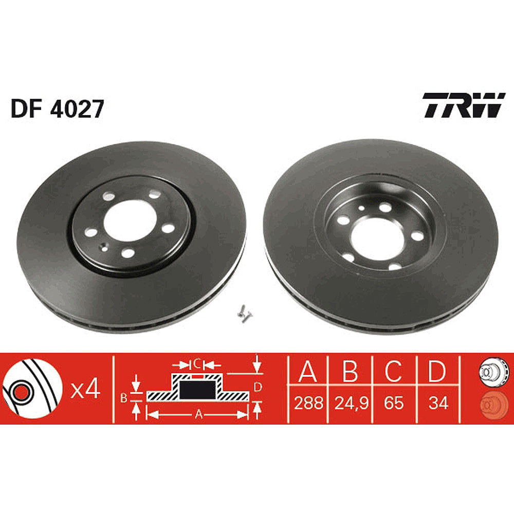Kočioni disk TRW - Golf 4 prednji - DF4027